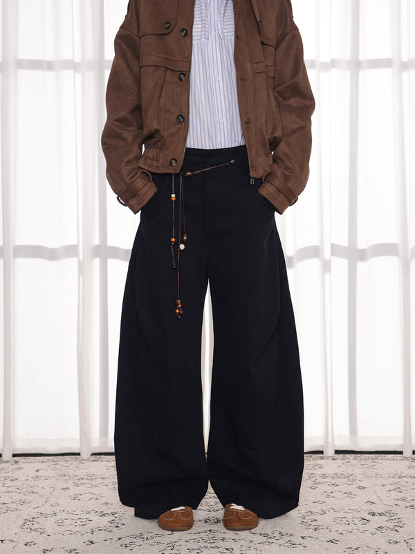 Antsstna pleated design loose slimming men's and women's curved knife pants