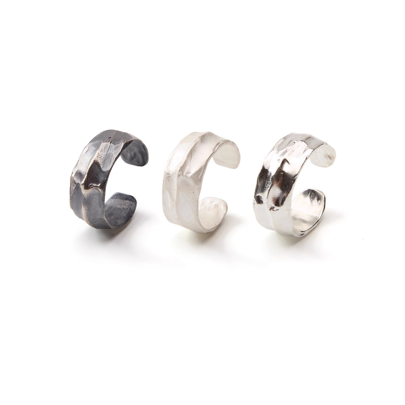Ree meets irregular lava pattern 925 silver ring for men and women