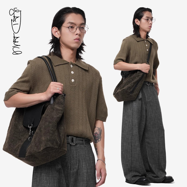 Kuroda Moss Rock Brown Used Canvas Tote Bag Crossbody Bag