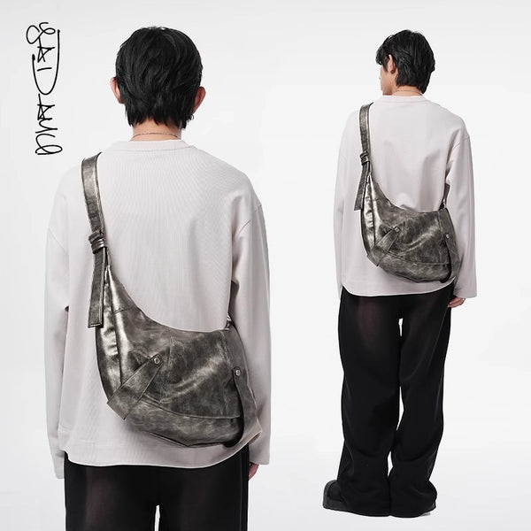 Kuroda old metal baseball dumpling bag, large capacity crossbody bag