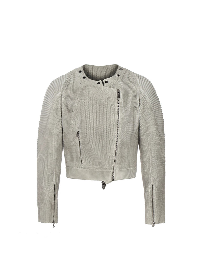 HAS2SONS cardigan groove zipper knitted sweater jacket