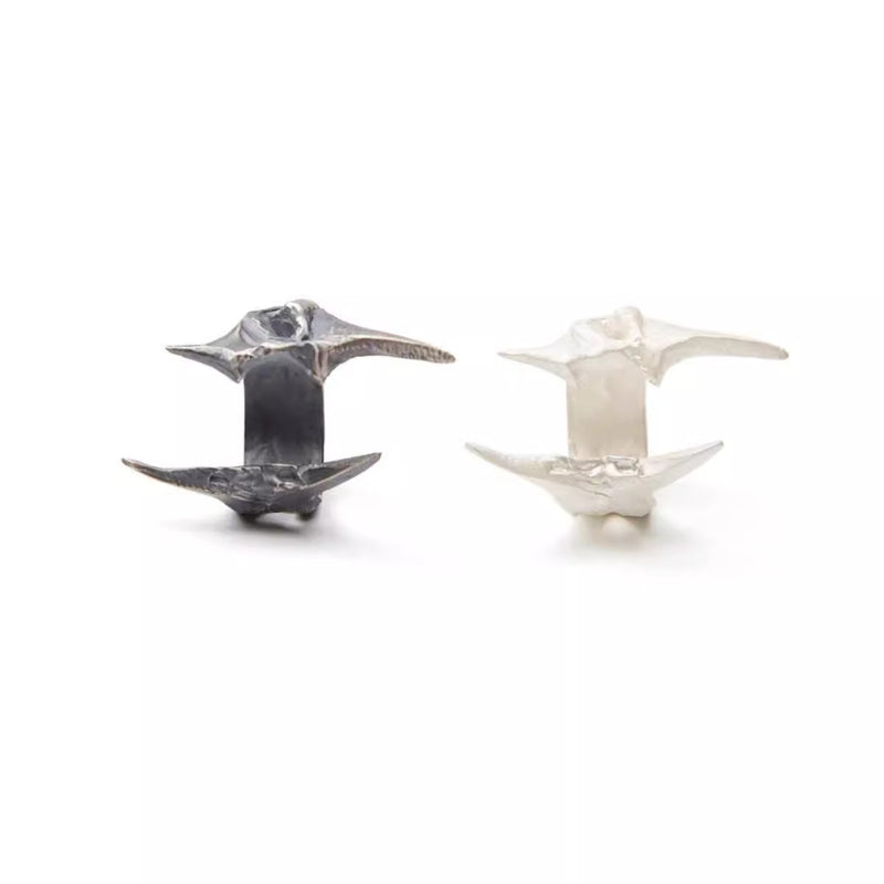 Ree hand polished irregular hollow 925 sterling silver ring
