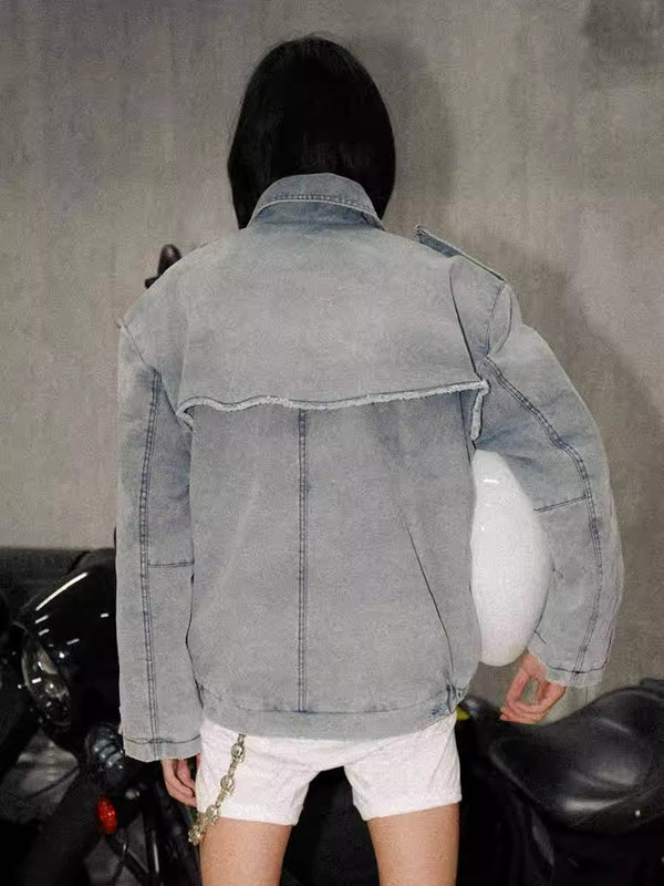 Foueth3ex 24Fw washed denim printed jacket