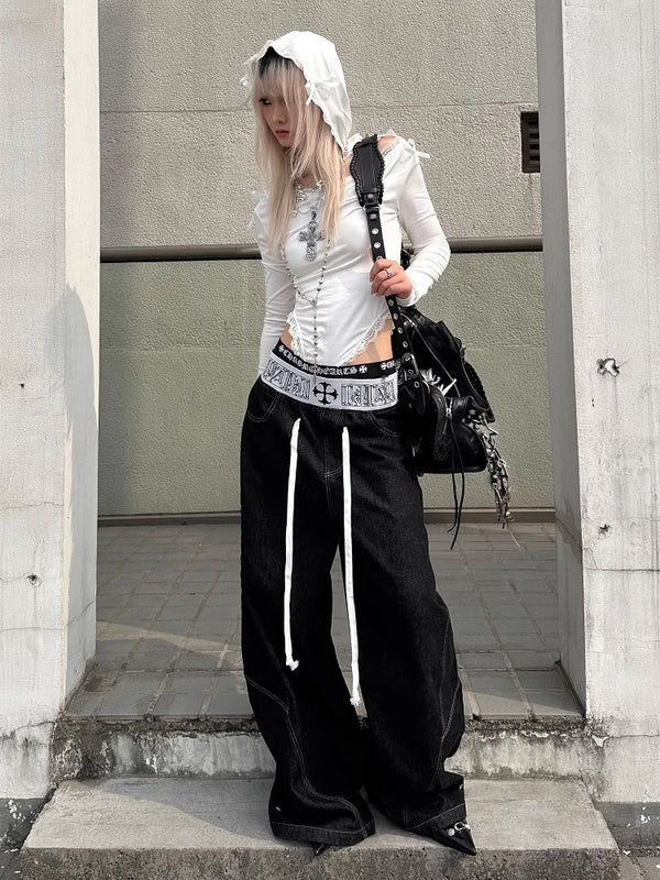 PAIKI Boxing Baggy Versatile Wide Leg Pants