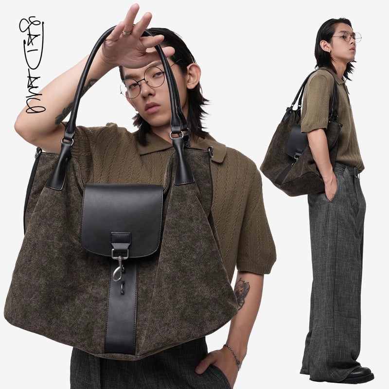 Kuroda Moss Rock Brown Used Canvas Tote Bag Crossbody Bag