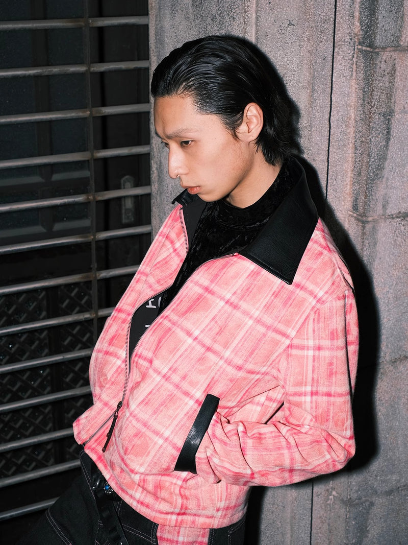HAS2SONS Pink Grid Double sided Clean Fit Jacket Short