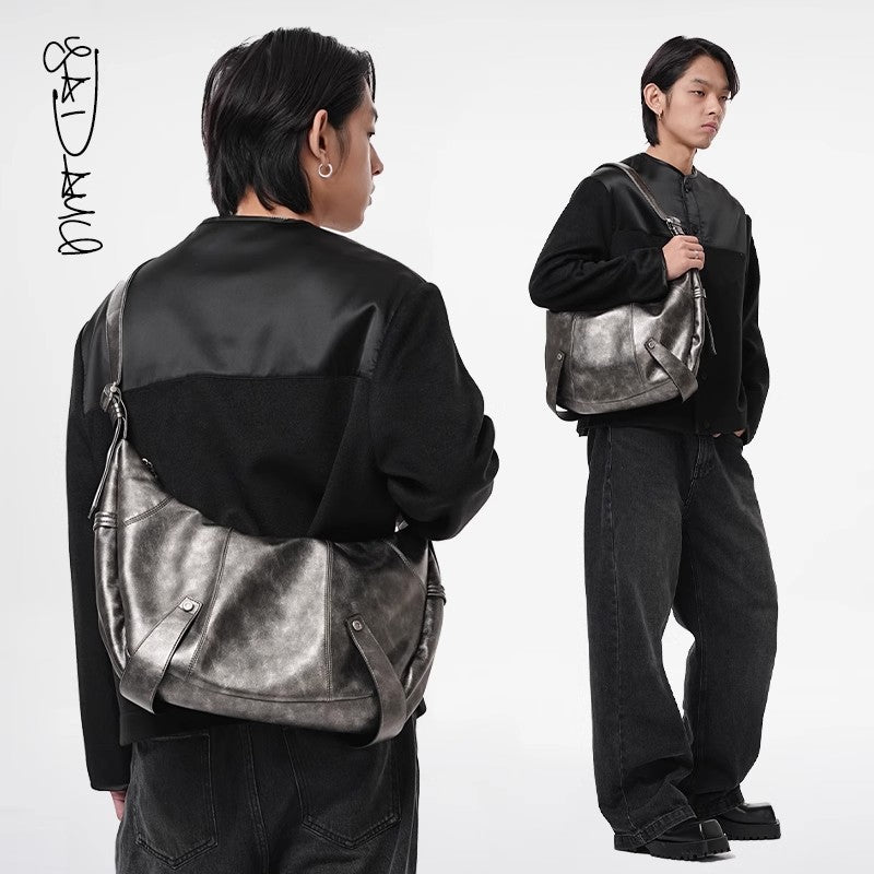 Kuroda old metal baseball dumpling bag, large capacity crossbody bag