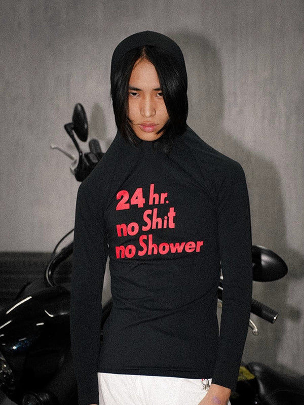 FouthSex slogan printed tight fitting multifunctional sports hoodie