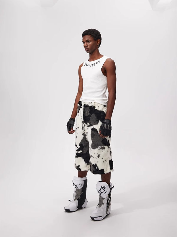 Fouth3ex 25Ss eco-friendly fur cow print seven quarter shorts