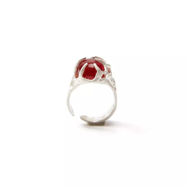 Ree Dark Burning Silver Lava Ruby 925 Silver Ring