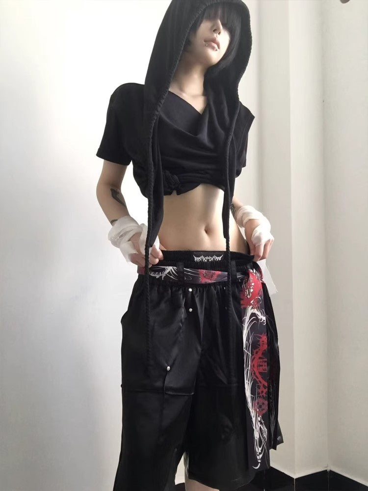PAIKI Boxing Shorts Fake Two Piece Pants