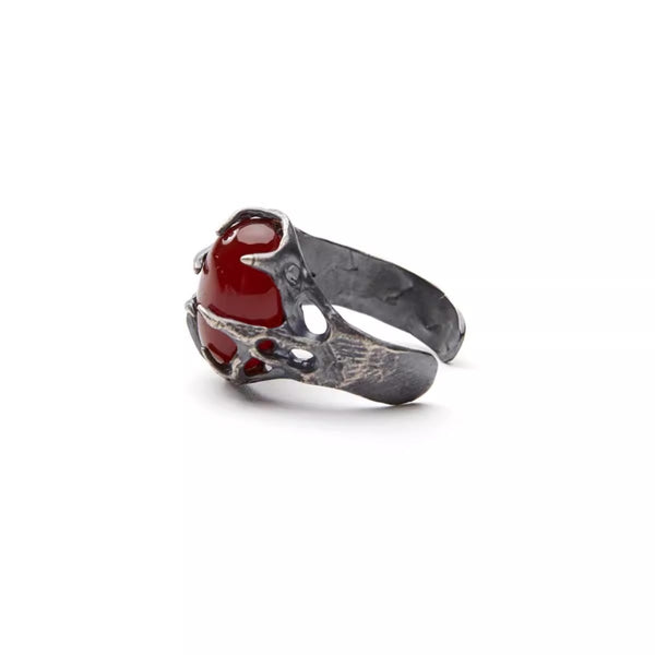 Ree Dark Burning Silver Lava Ruby 925 Silver Ring
