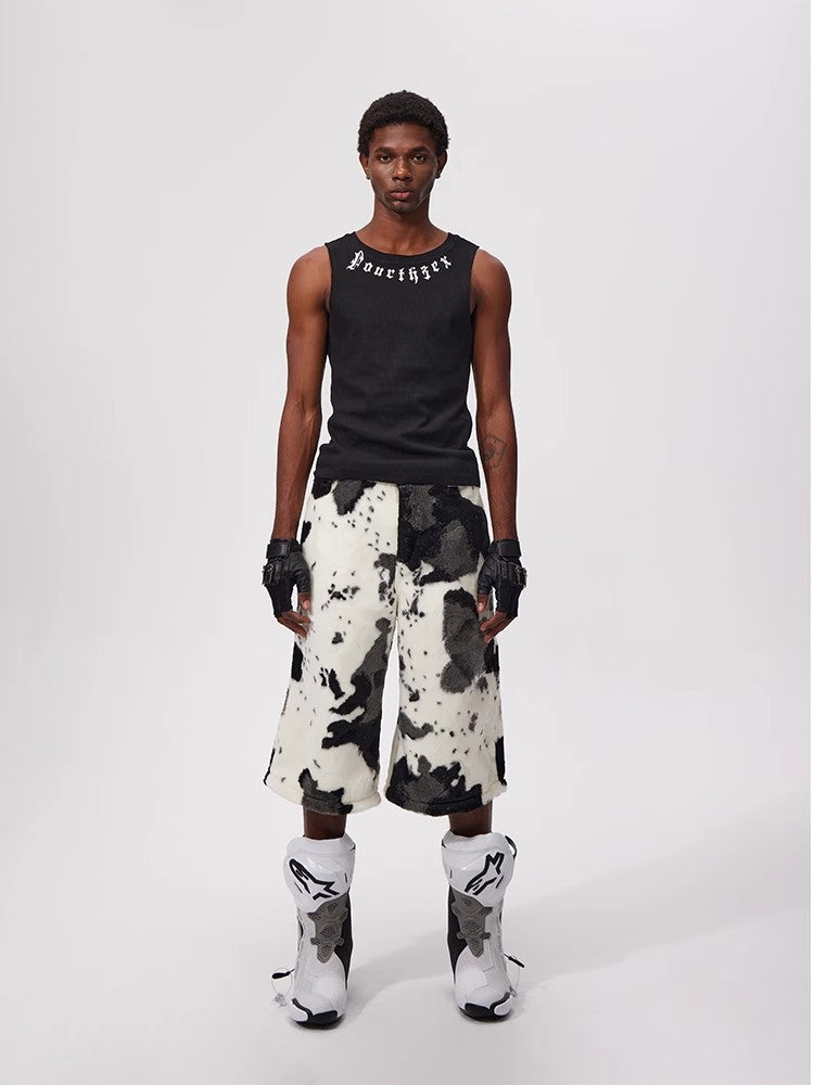 Fouth3ex 25Ss eco-friendly fur cow print seven quarter shorts