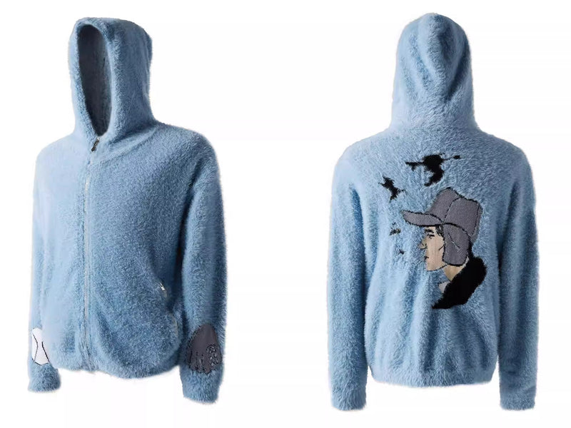 FouthSex 24FW cartoon embroidered sweater hooded jacket