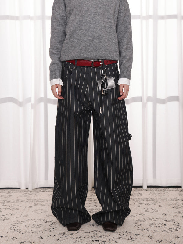 Antsstna wide leg striped men's and women's slightly curved knife pants