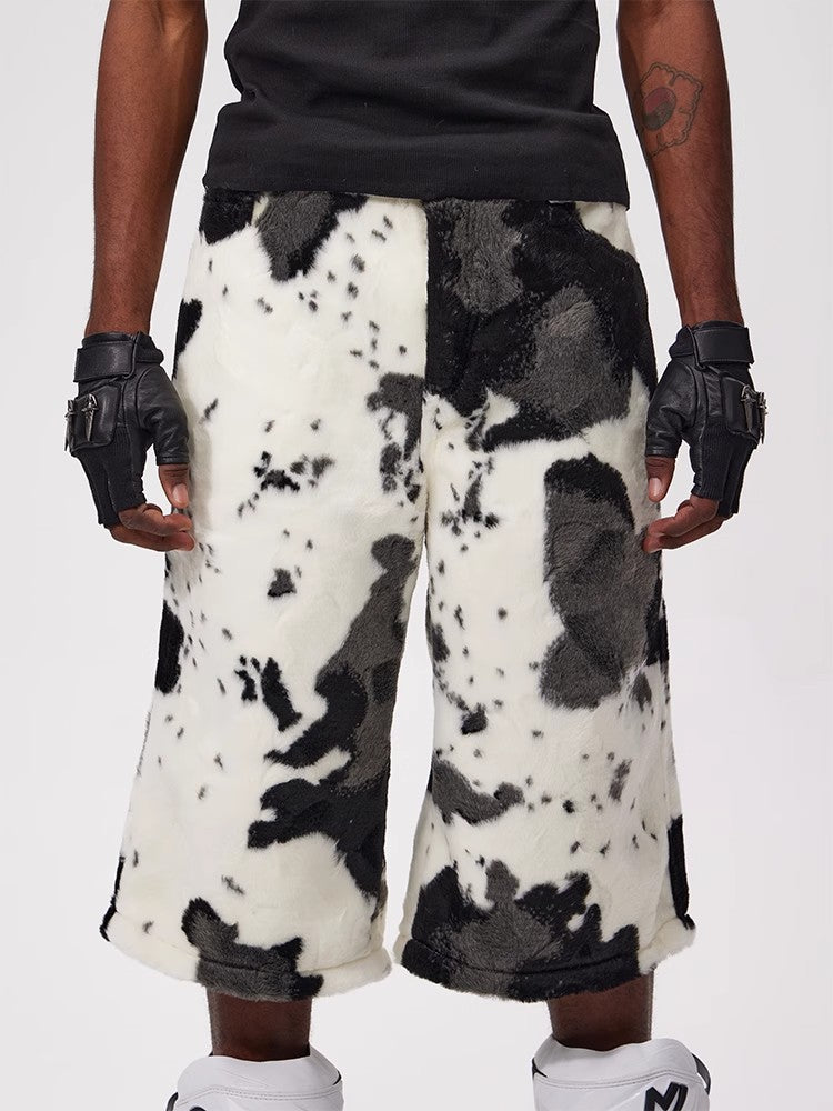 Fouth3ex 25Ss eco-friendly fur cow print seven quarter shorts