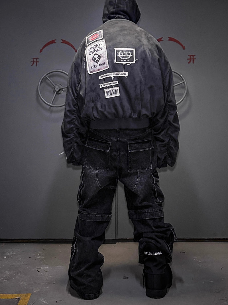 LCE multi pocket washed distressed workwear pants