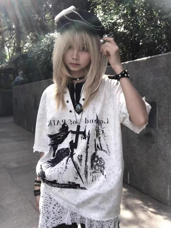 PAIKI2025SS Henry collar fake two short sleeved T-shirts
