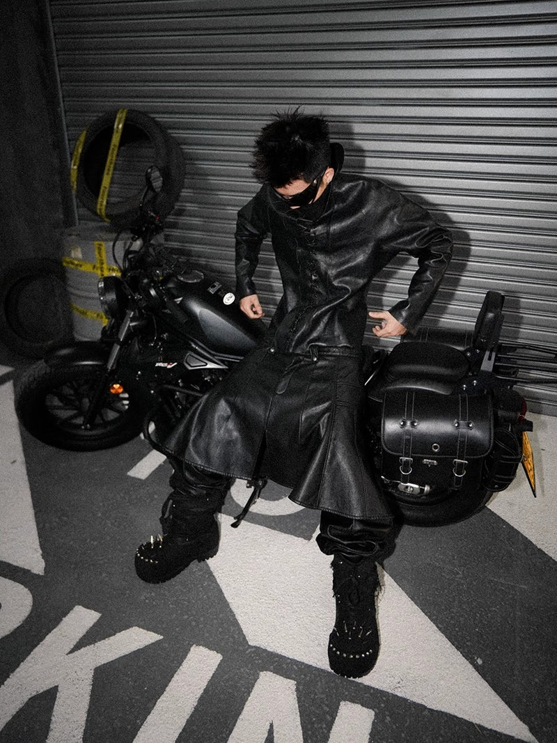 FouthSex detachable and spliced pleated leather pants and skirt