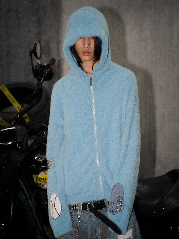 FouthSex 24FW cartoon embroidered sweater hooded jacket