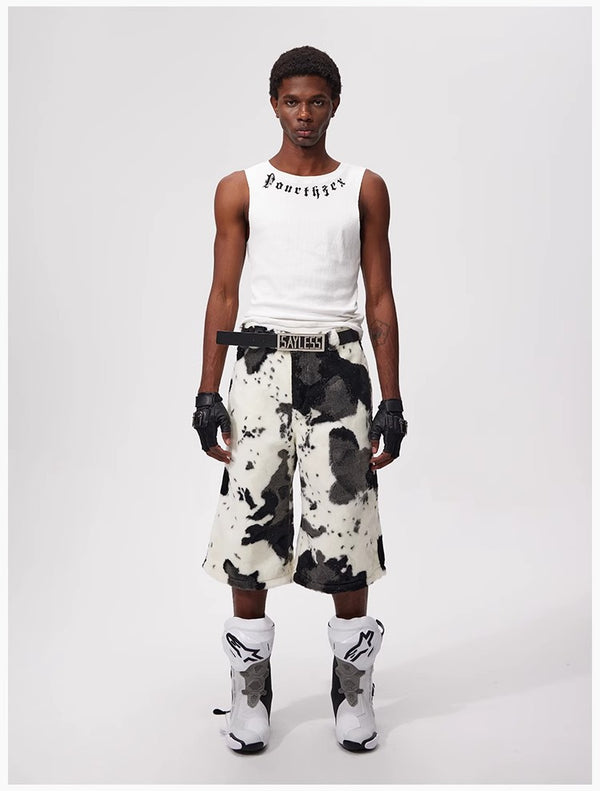 Fouth3ex 25Ss eco-friendly fur cow print seven quarter shorts