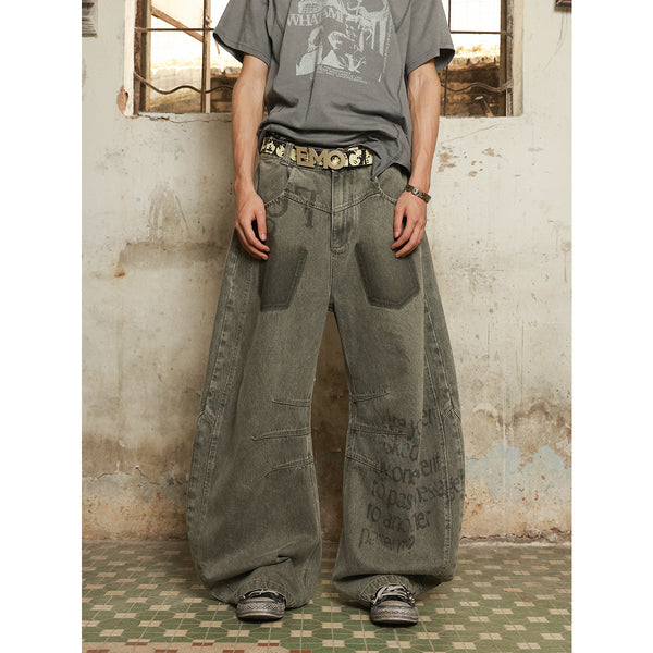 HAS2SONS Multi Cut Deconstructed Bent Knife Jeans
