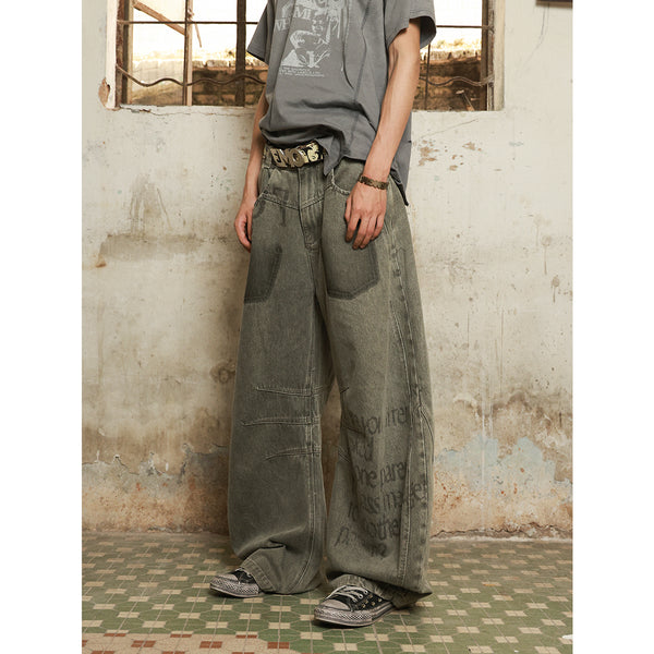 HAS2SONS Multi Cut Deconstructed Bent Knife Jeans