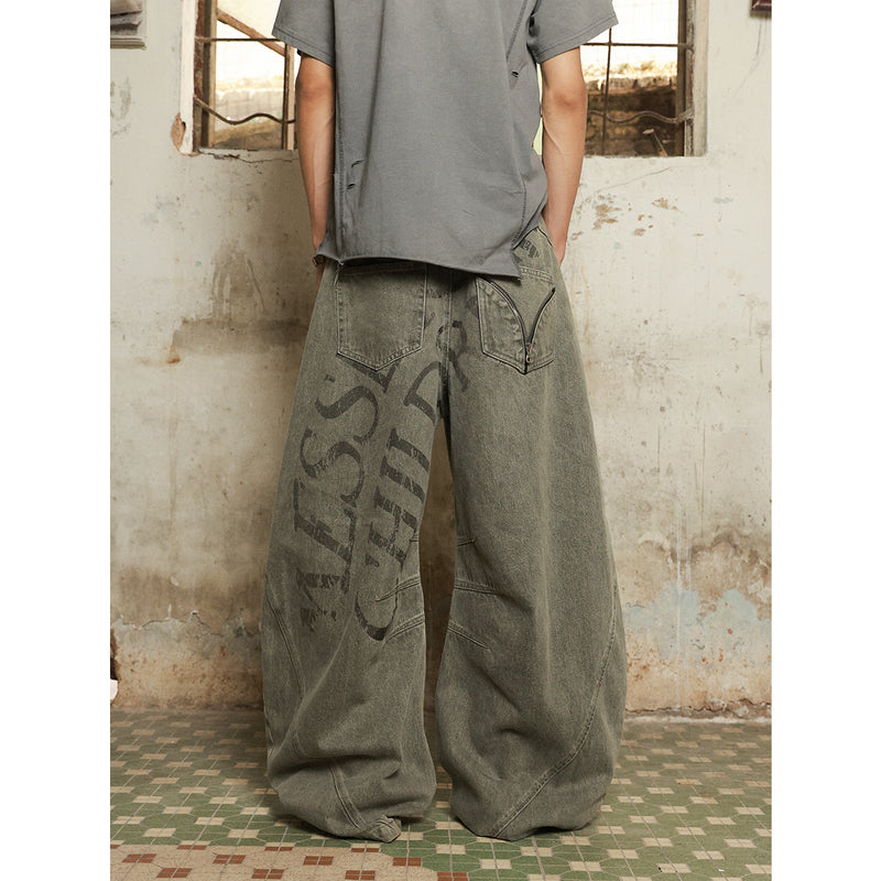 HAS2SONS Multi Cut Deconstructed Bent Knife Jeans