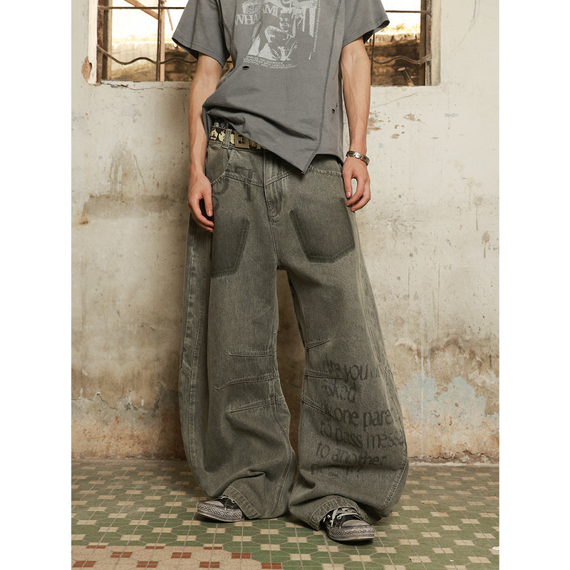 HAS2SONS Multi Cut Deconstructed Bent Knife Jeans