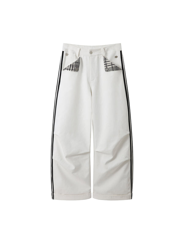 Antsstna straight leg pants with folded pockets and plaid pattern for men and women