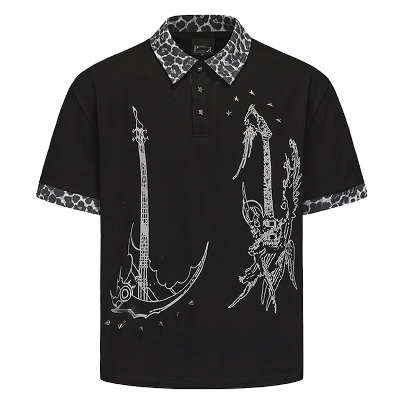 PAIKI leopard print polo shirt short sleeved for men and women