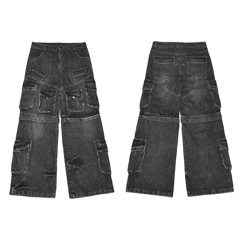 LCE multi pocket washed distressed workwear pants