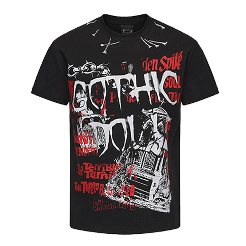PAIKI subculture rock shoulder T-shirt short sleeved
