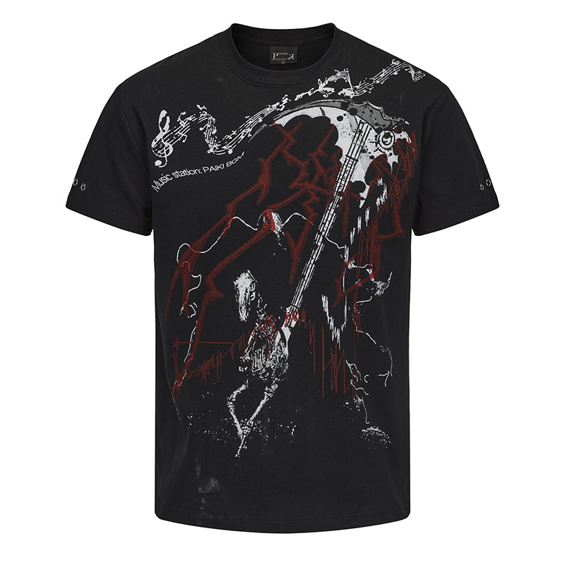 PAIKI Visual Subcultural T-shirt Shoulder Short Sleeve