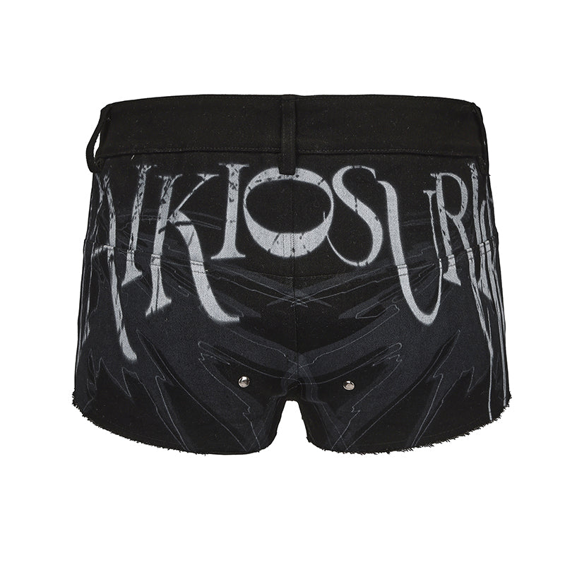 PAIKI printed mid waist ultra short shorts hot pants for women