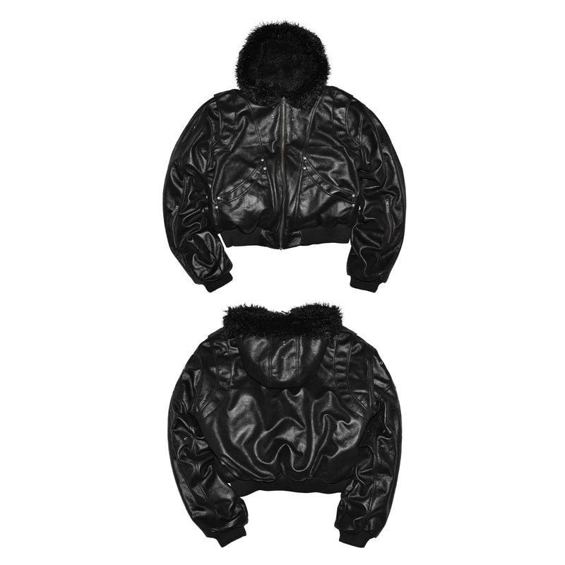 LCE shiny suede double-layer deconstructive hoodie