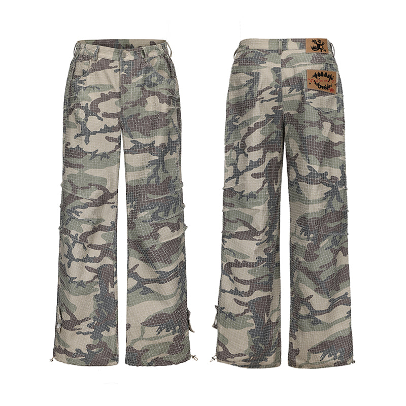 PAIKI gray white camouflage washed to make old loose baggy