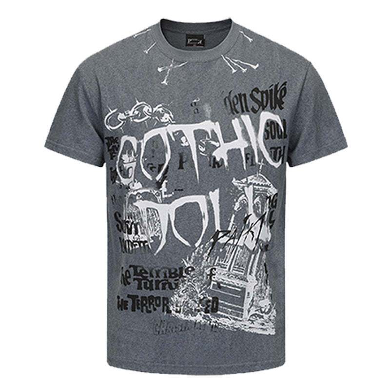 PAIKI subculture rock shoulder T-shirt short sleeved