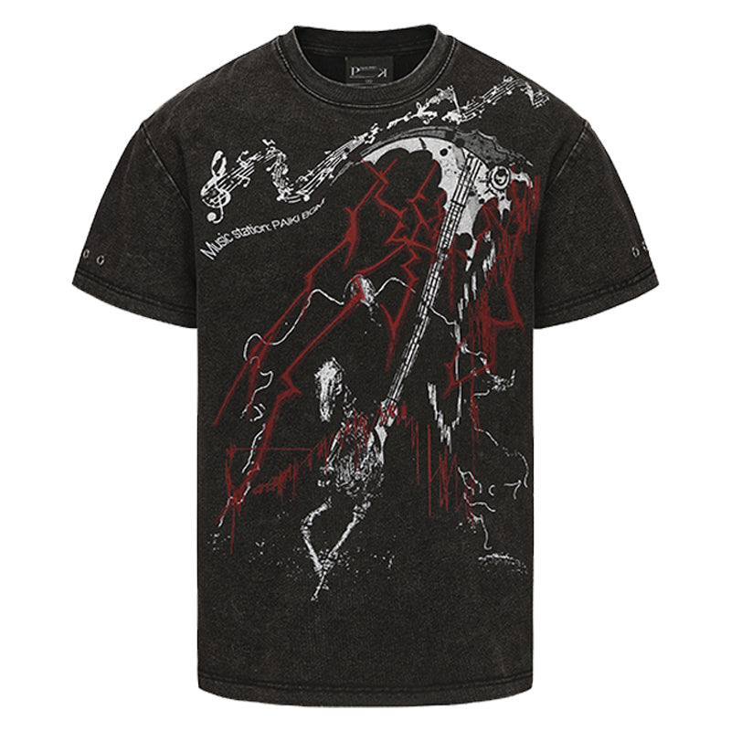 PAIKI Visual Subcultural T-shirt Shoulder Short Sleeve