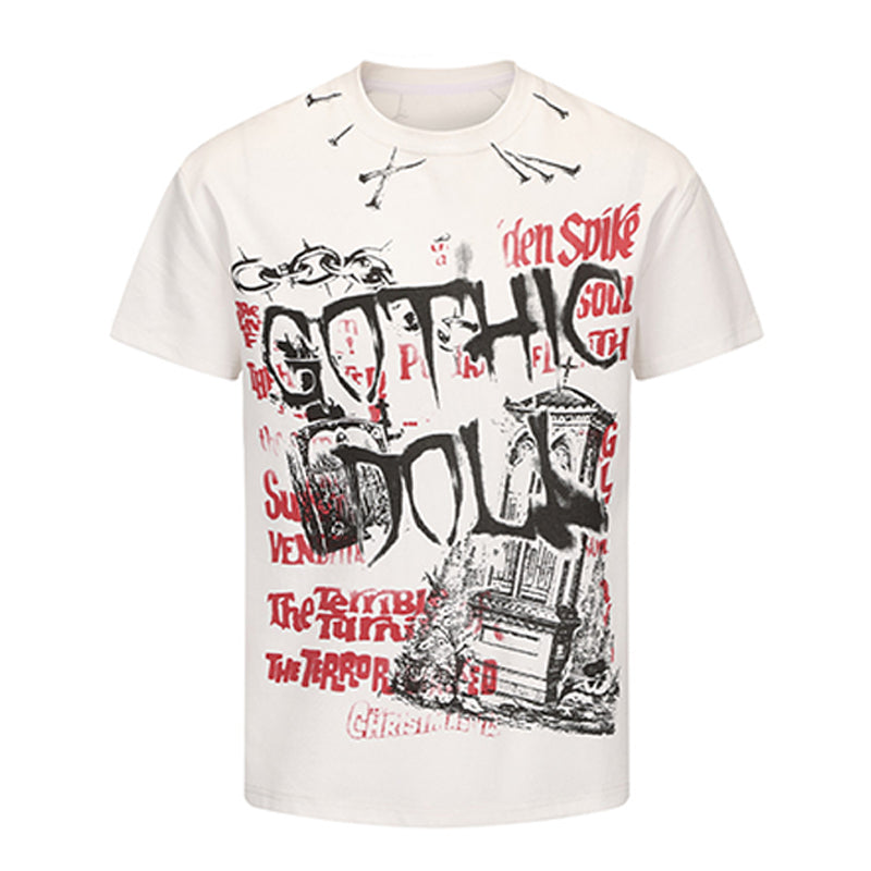 PAIKI subculture rock shoulder T-shirt short sleeved